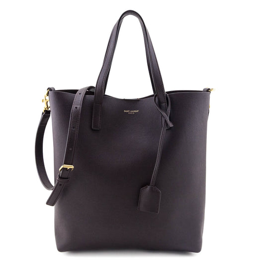 Saint Laurent Burgundy Calfskin Toy Shopping Tote