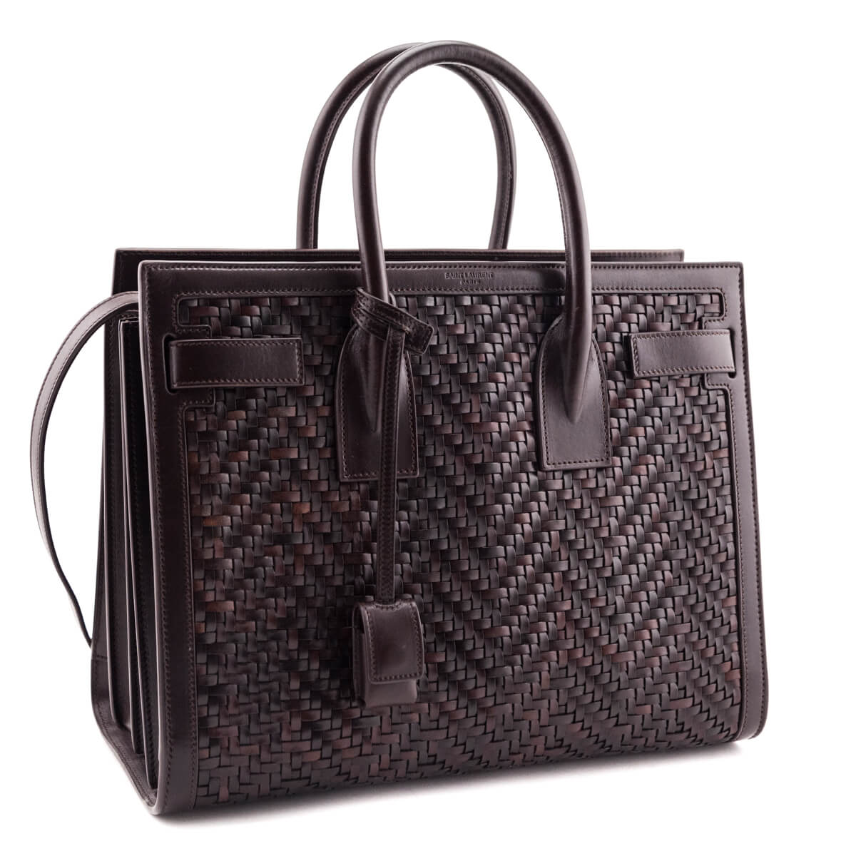 Luxury Saint Laurent Trending 2025 Burnt Brown Calfskin Paglia Palm Sac De Jour Tote