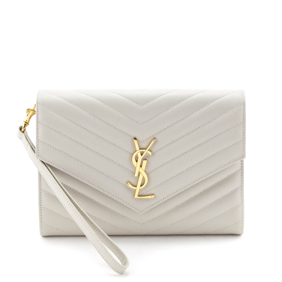 Luxury Saint Laurent Trending 2025 Crema Soft Grain De Poudre Matelasse Chevron Cassandre Flat Pouch