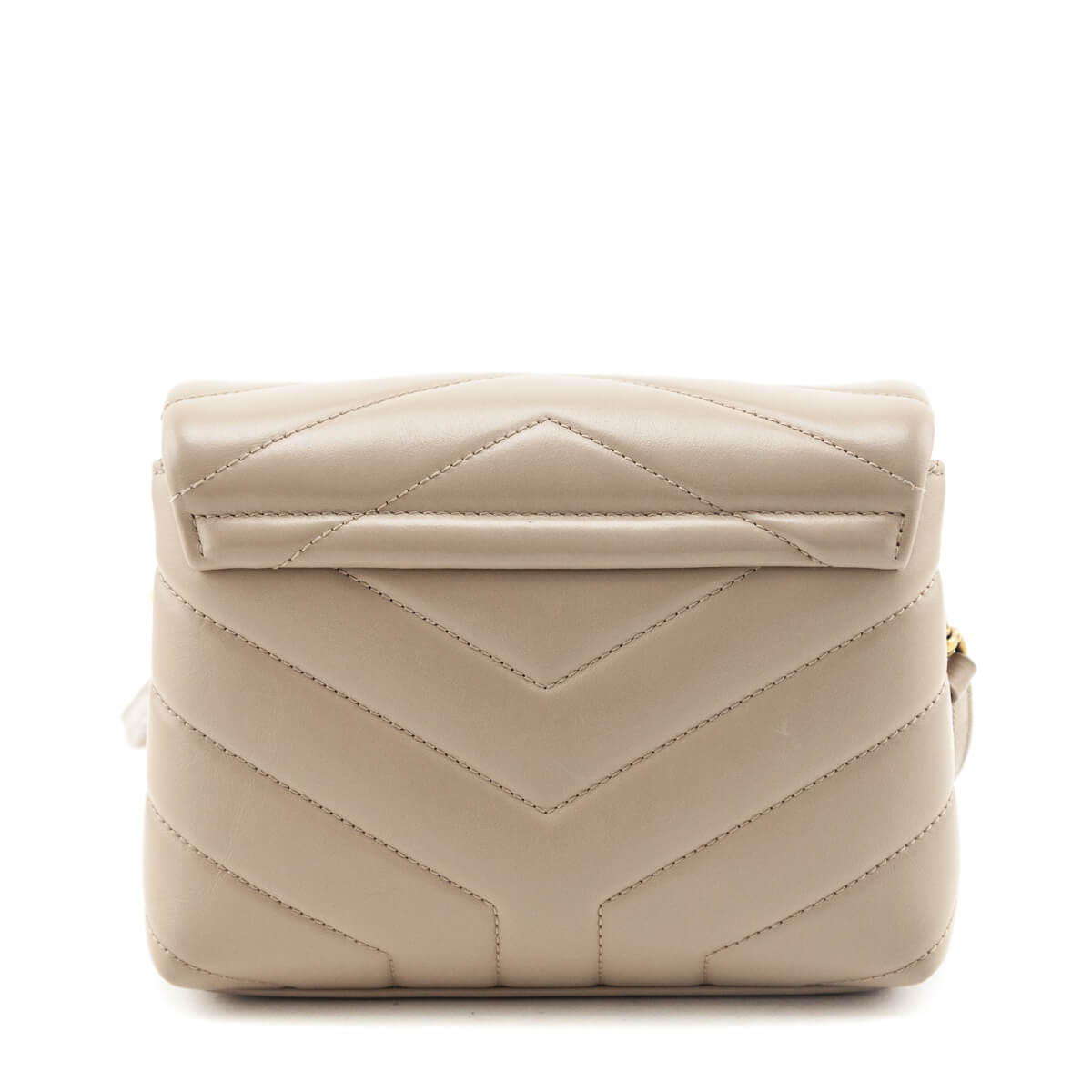 Saint Laurent Dark Beige Calfskin Y Quilted Monogram Toy Loulou Crossbody Bag