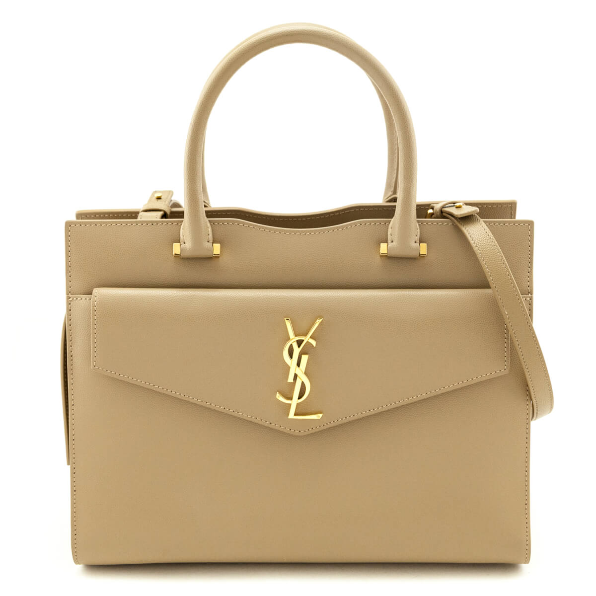 Saint Laurent Dark Beige Grain De Poudre Medium Uptown Tote