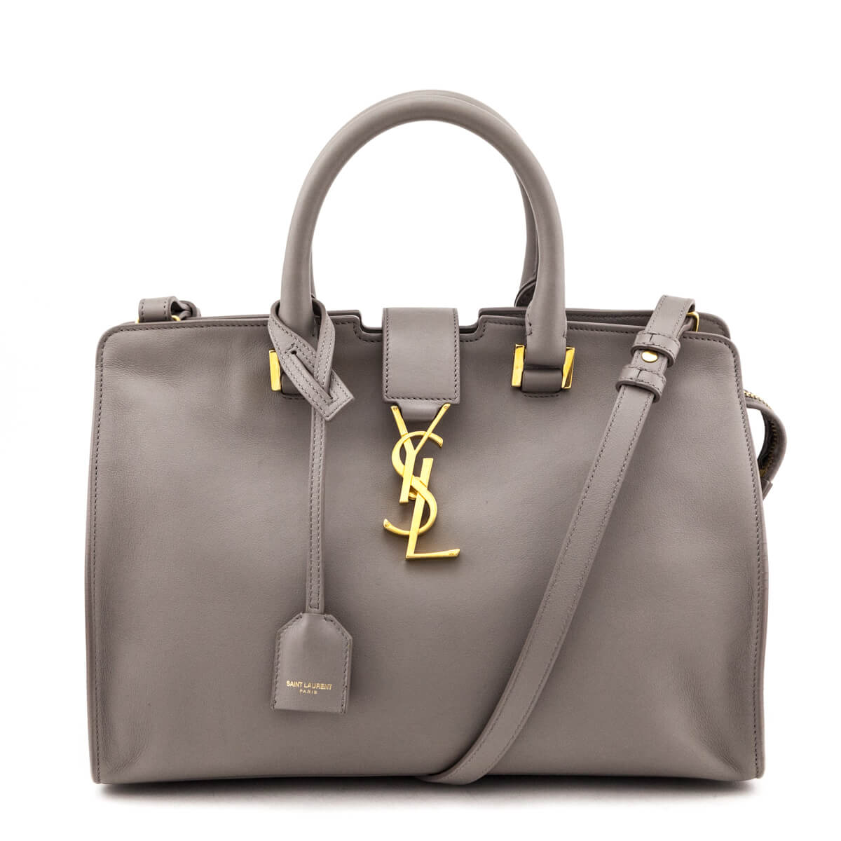 Saint Laurent Gray Calfskin Small Monogram Cabas Bag