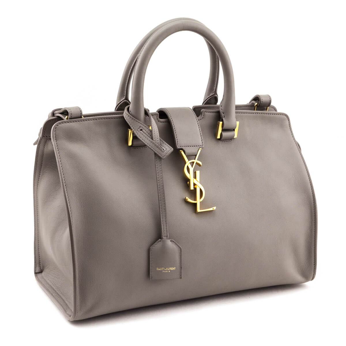 Saint Laurent Gray Calfskin Small Monogram Cabas Bag