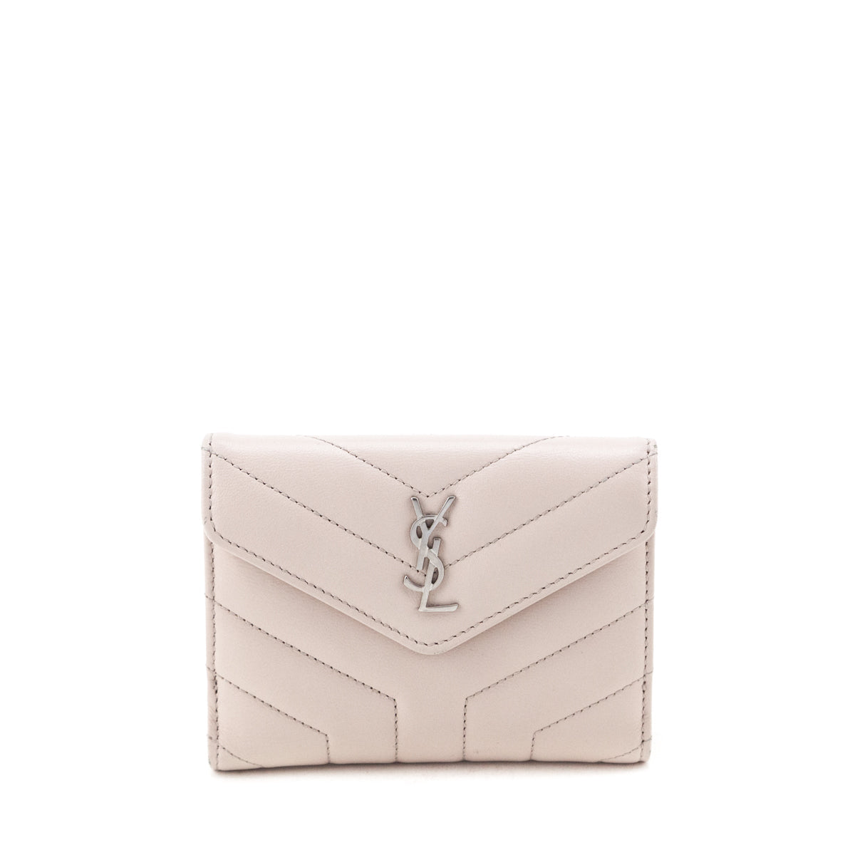Luxury Saint Laurent Trending 2025 Marble Pink Matelasse "Y" Lambskin Loulou Compact Wallet