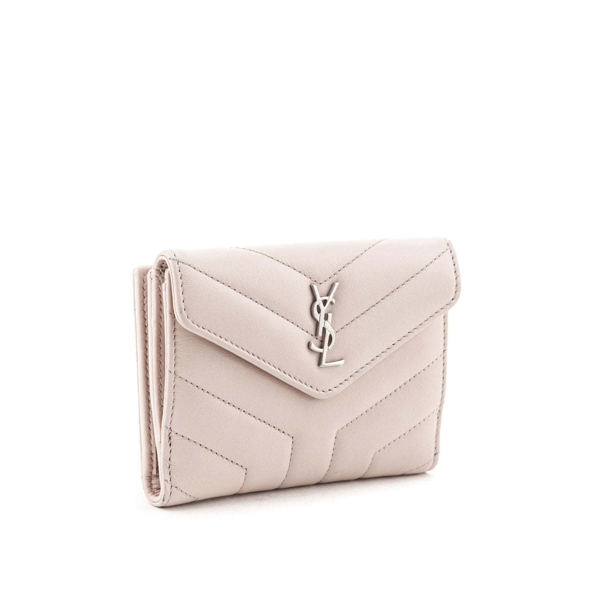 Luxury Saint Laurent Trending 2025 Marble Pink Matelasse "Y" Lambskin Loulou Compact Wallet