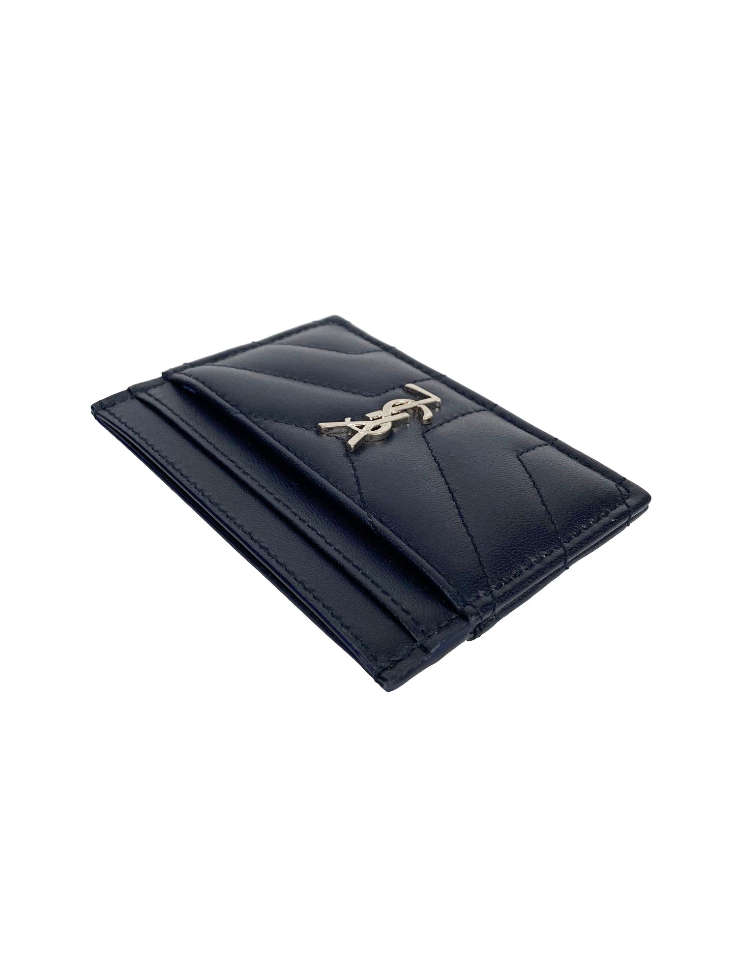 Saint Laurent Navy Chevron Cardholder
