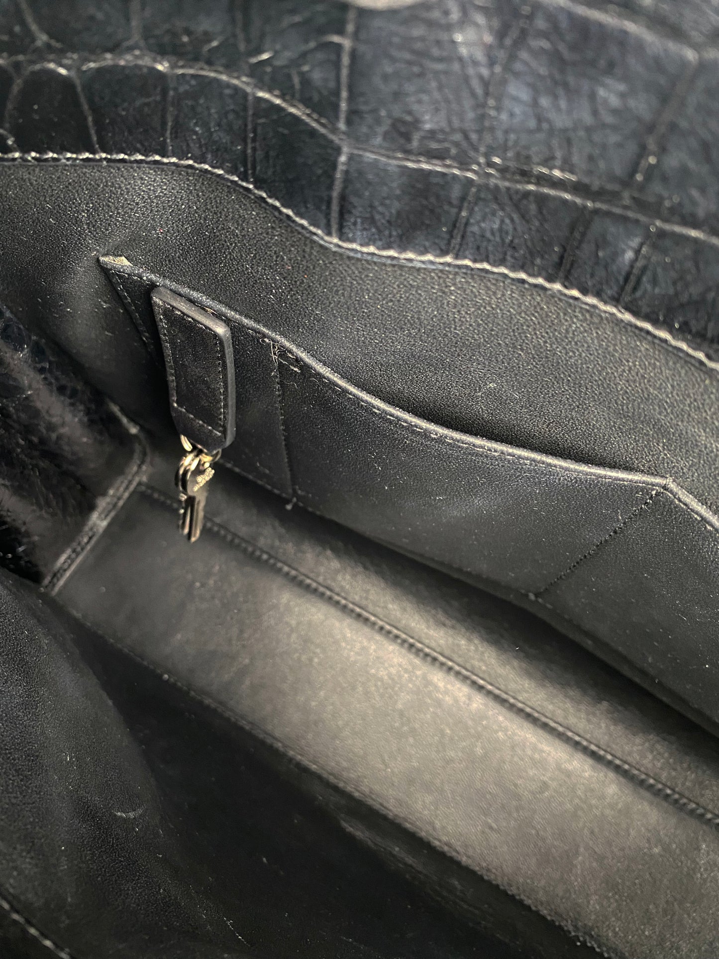 Saint Laurent Small Black Croc Sac de Jour Bag