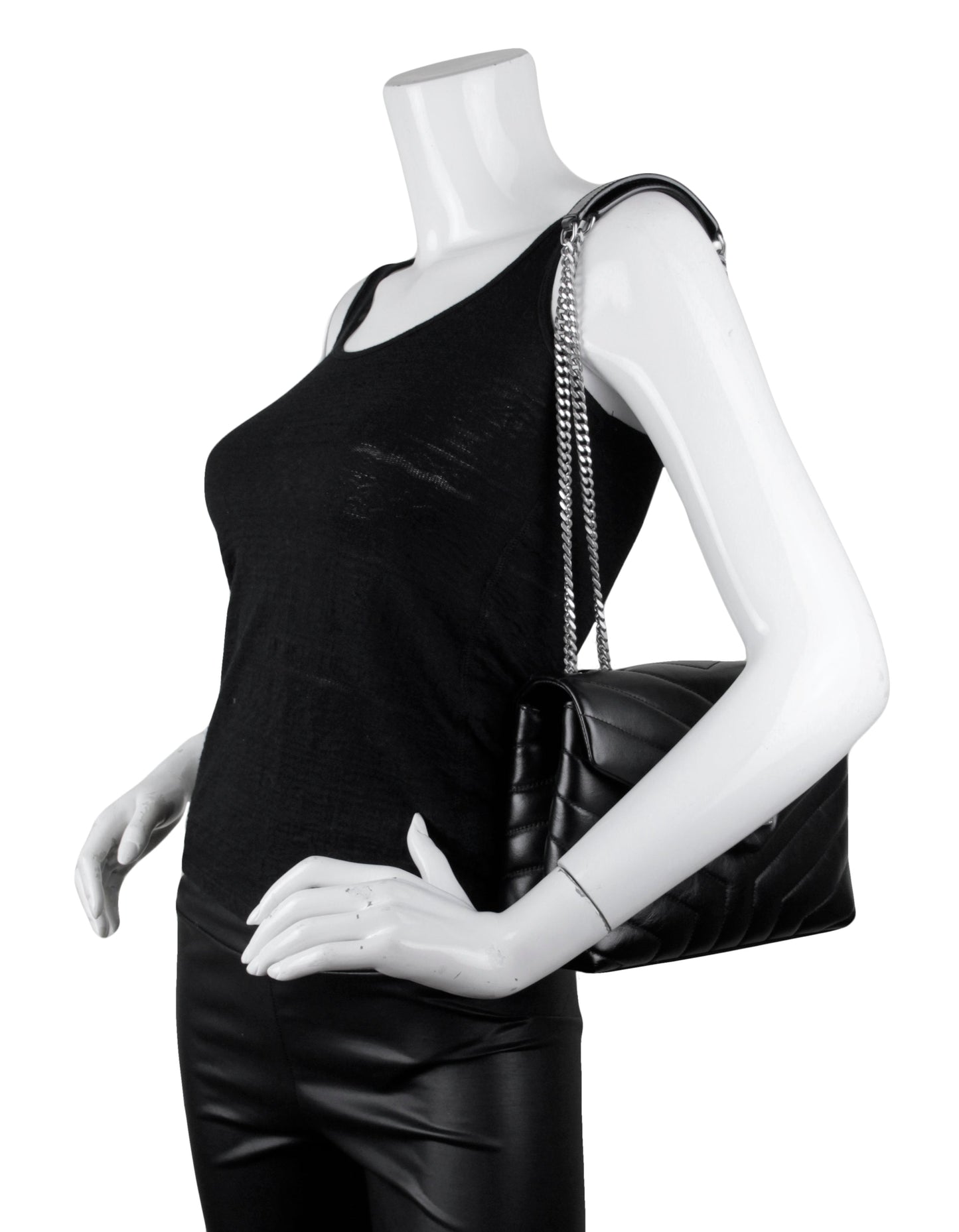 Saint Laurent Black Calfskin Y Small Loulou Chain Shoulder Bag