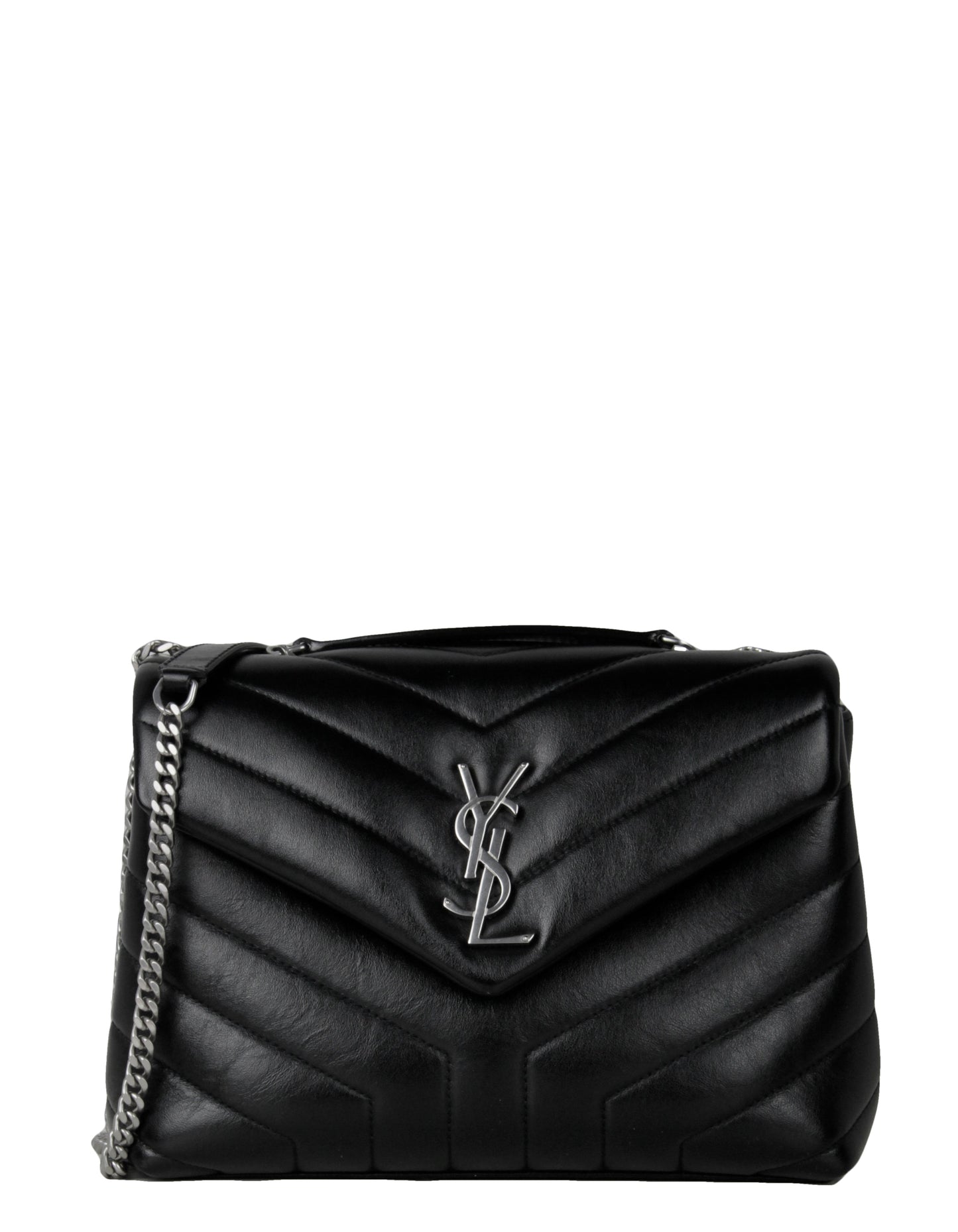 Saint Laurent Black Calfskin Y Small Loulou Chain Shoulder Bag