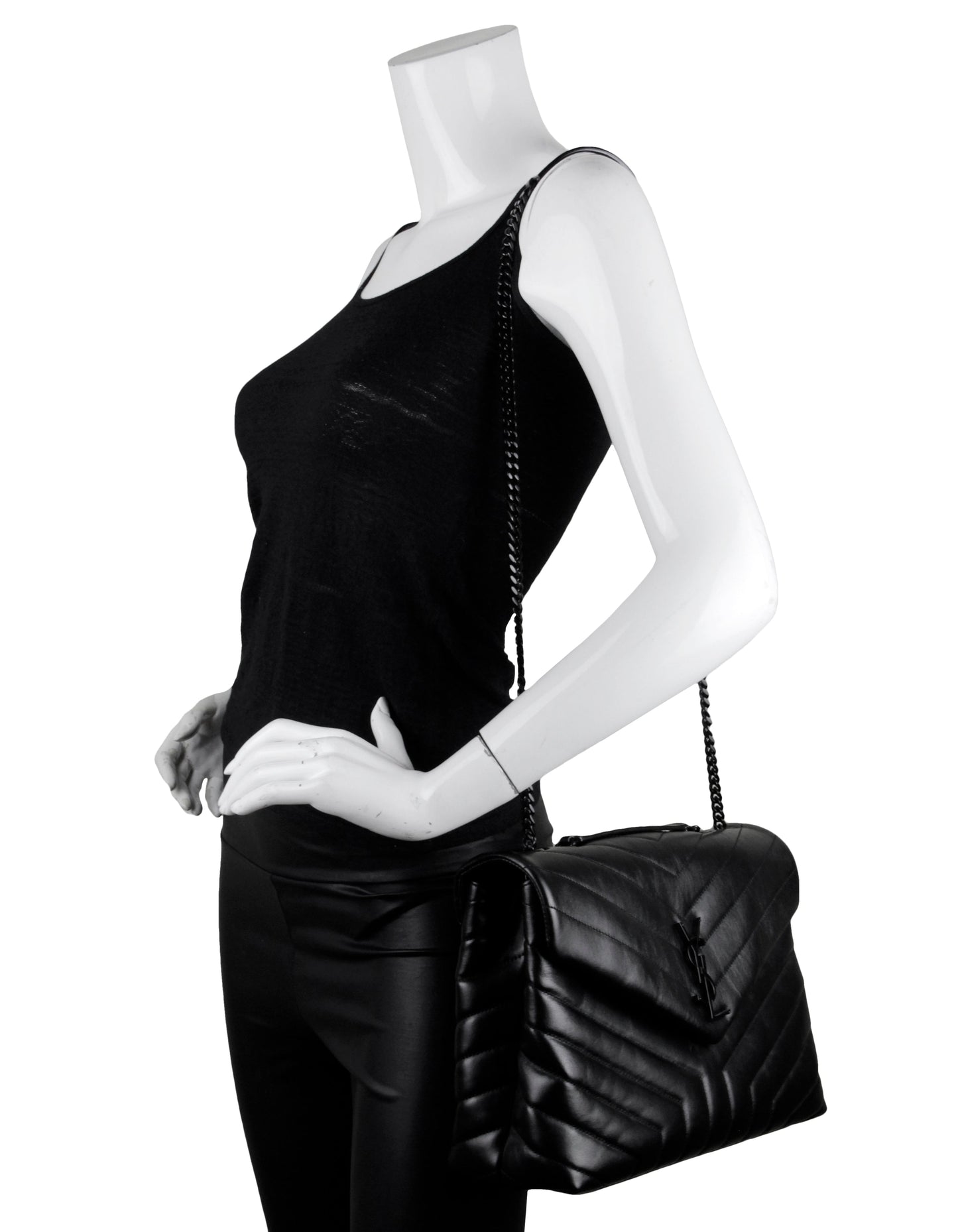 Saint Laurent Black Calfskin Y Medium Loulou Chain Shoulder Bag
