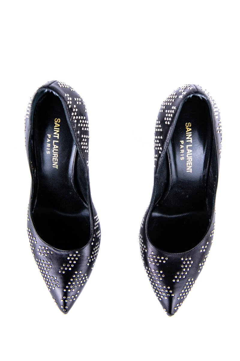 Saint Laurent Black Leather Studded Platform Pumps Size US 6.5 | EU 36.5