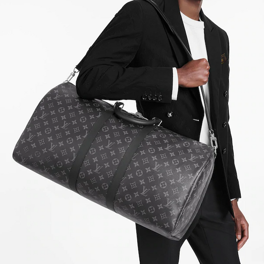 Louis Vuitton Keepall 55 Bandouliere Duffel Bag Monogram Eclipse Canvas