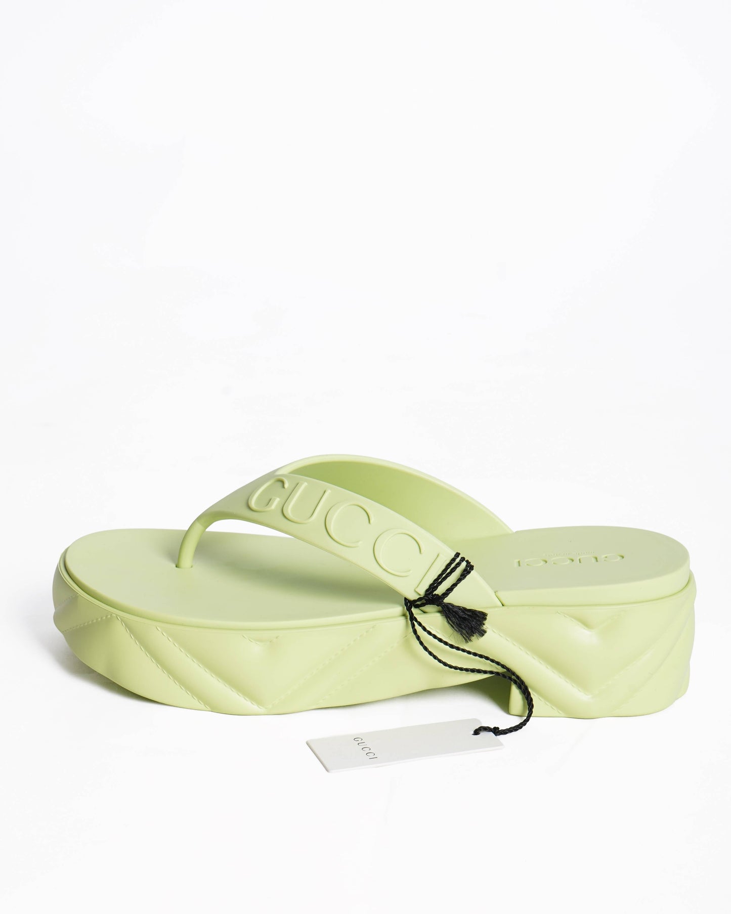 New Gucci neon lime green platform Sandals