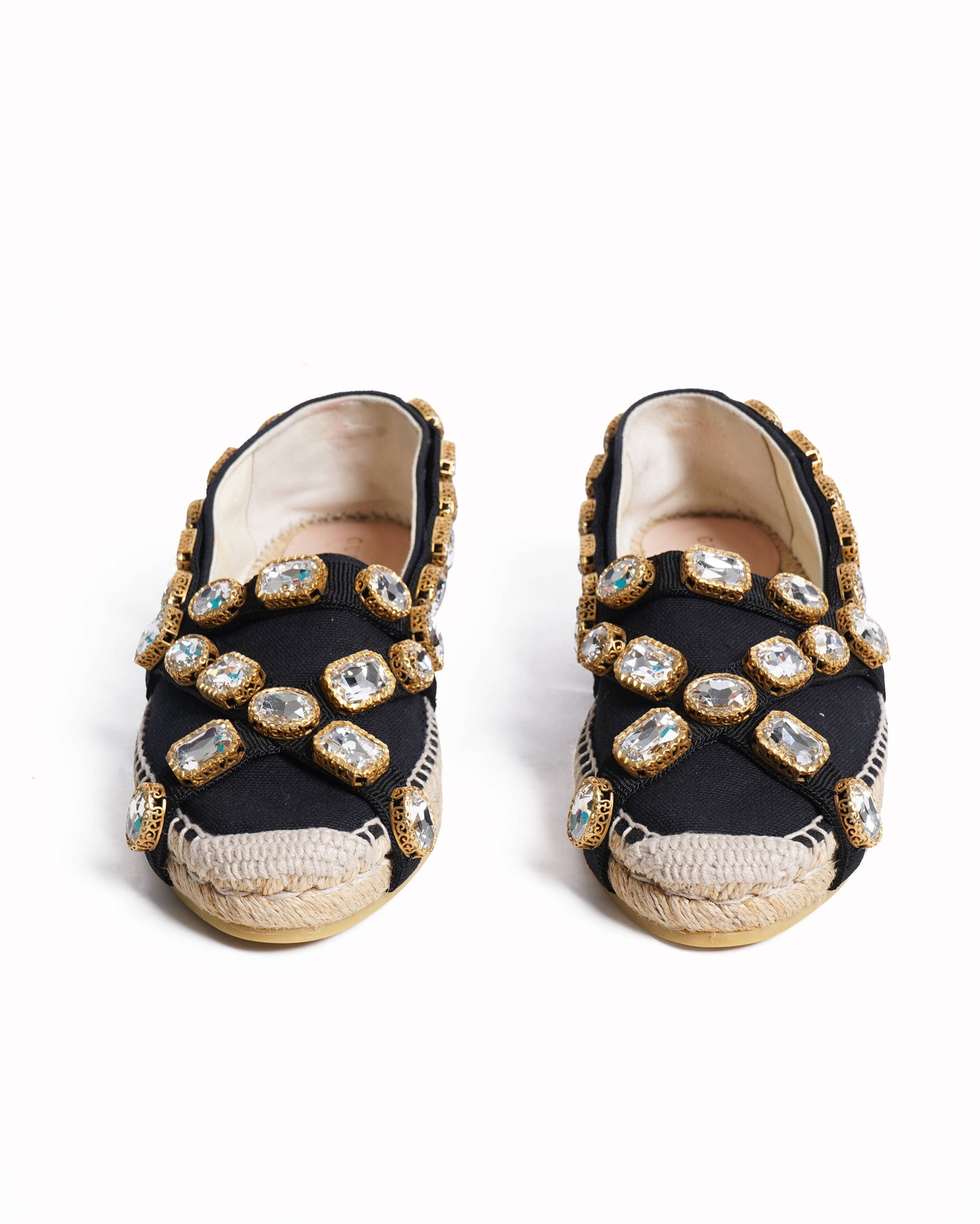 Gucci black canvas pepita crystal embellished Espadrilles