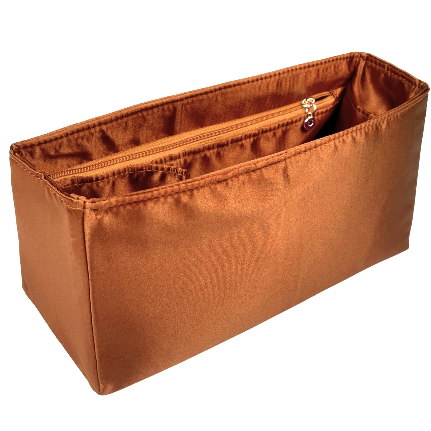 Organizer for [Rive Gauche Large, Saint Laurent (YSL)] Bag Insert (Silk, Full-width Zip and Open Pocket)