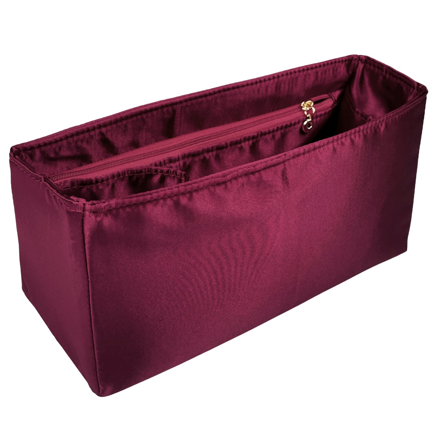 Organizer for [Medium Crochet tote bag, Prada] Bag Insert (Silk, Long Zip and Open Compartment)