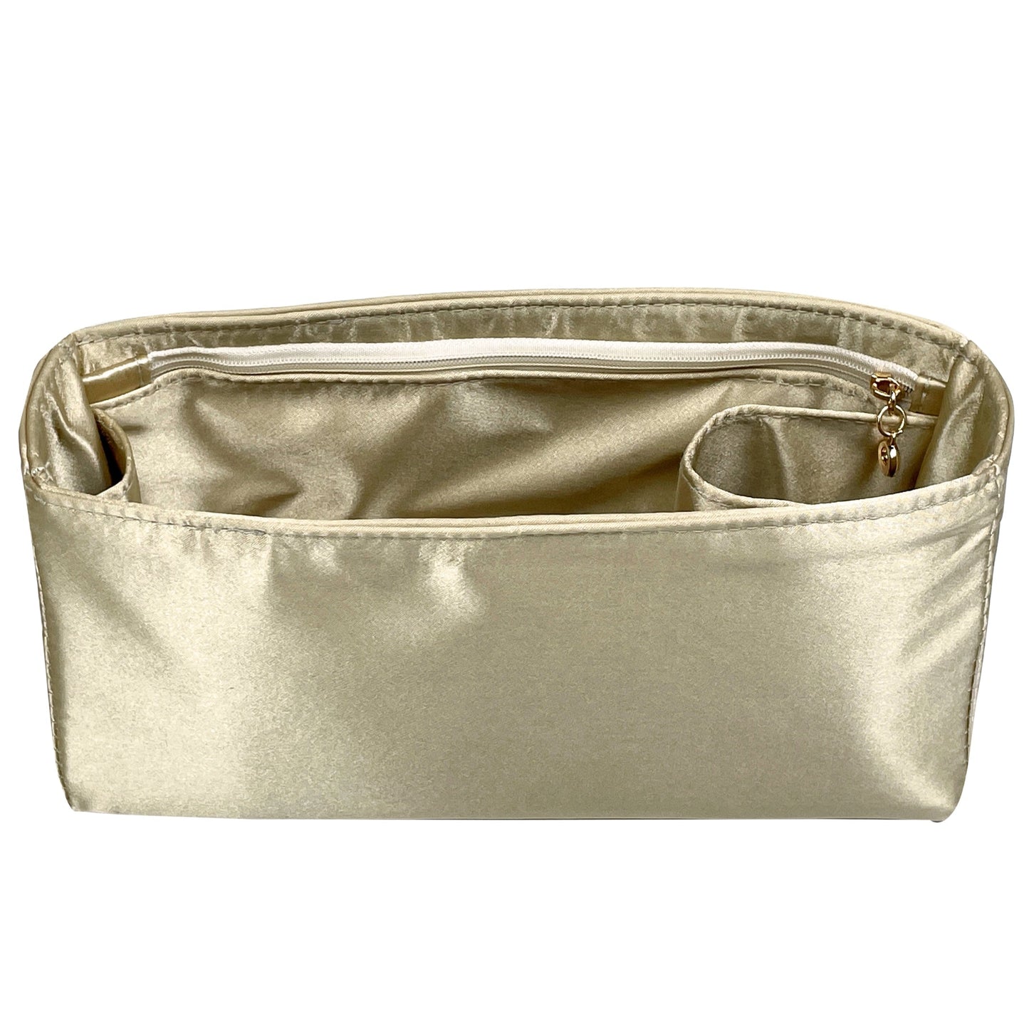 Organizer for [Crochet tote bag, Prada] Bag Insert (Silk, Long Zip and Open Compartment)