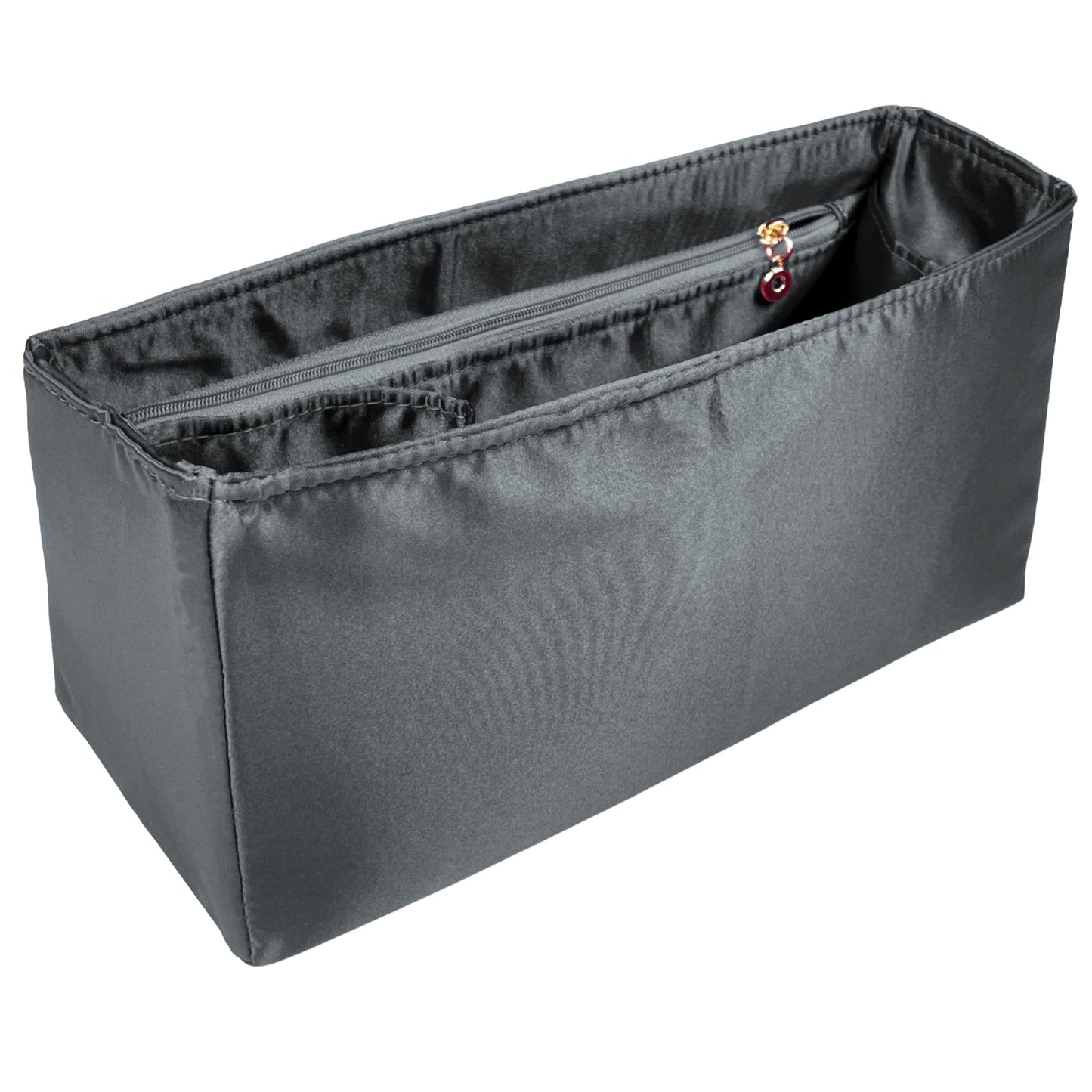 Organizer for [Rive Gauche Large, Saint Laurent (YSL)] Bag Insert (Silk, Full-width Zip and Open Pocket)