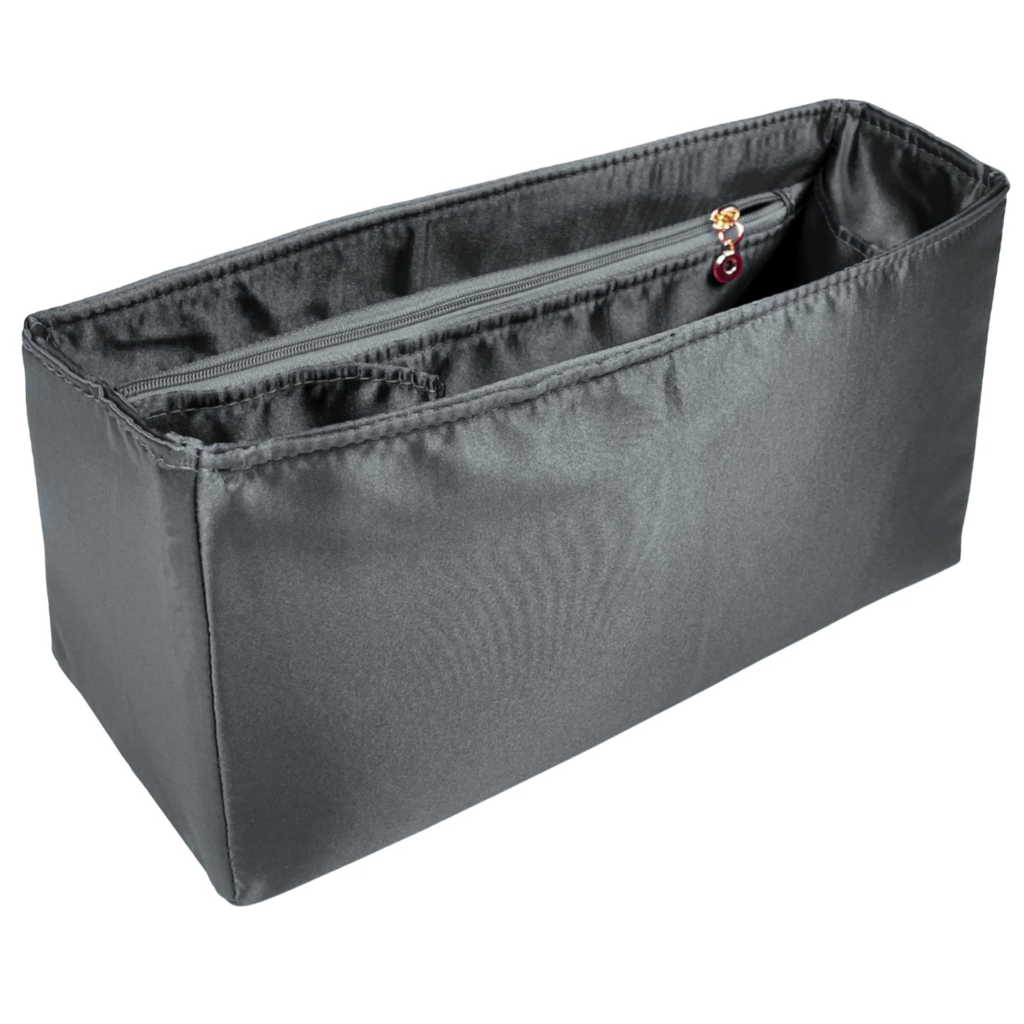 Organizer for [Crochet tote bag, Prada] Bag Insert (Silk, Long Zip and Open Compartment)