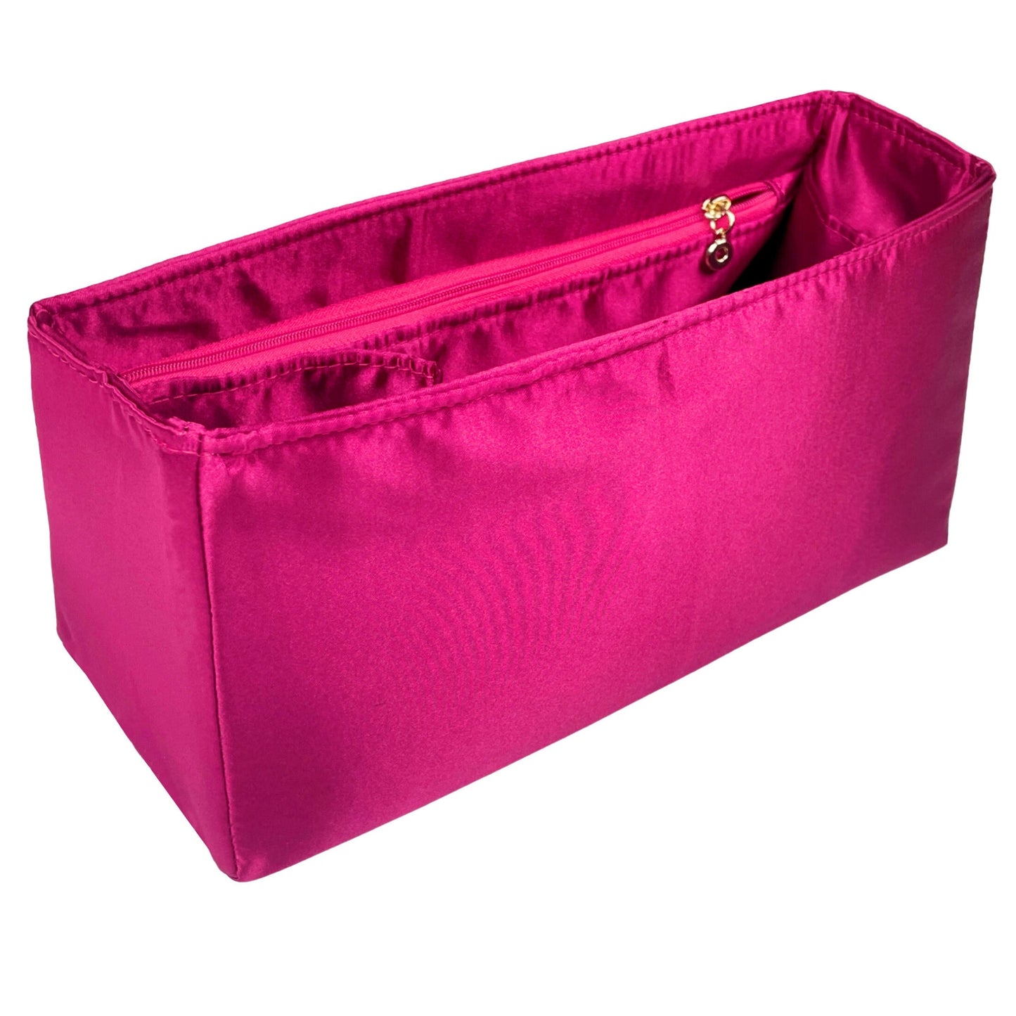 Organizer for [Small Crochet tote bag, Prada] Bag Insert (Silk, Long Zip and Open Compartment)