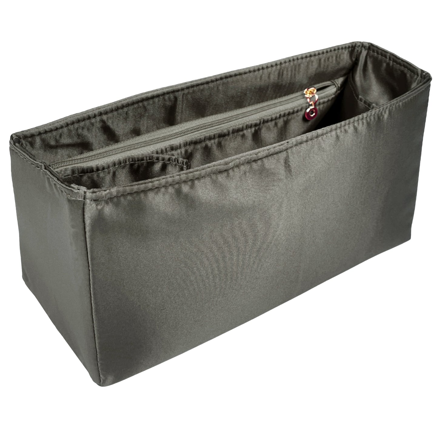 Organizer for [Rive Gauche Large, Saint Laurent (YSL)] Bag Insert (Silk, Full-width Zip and Open Pocket)