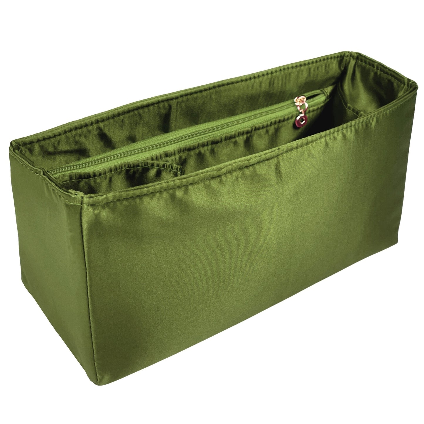 Organizer for [Rive Gauche Small, Saint Laurent (YSL)] Bag Insert (Silk, Full-width Zip and Open Pocket)
