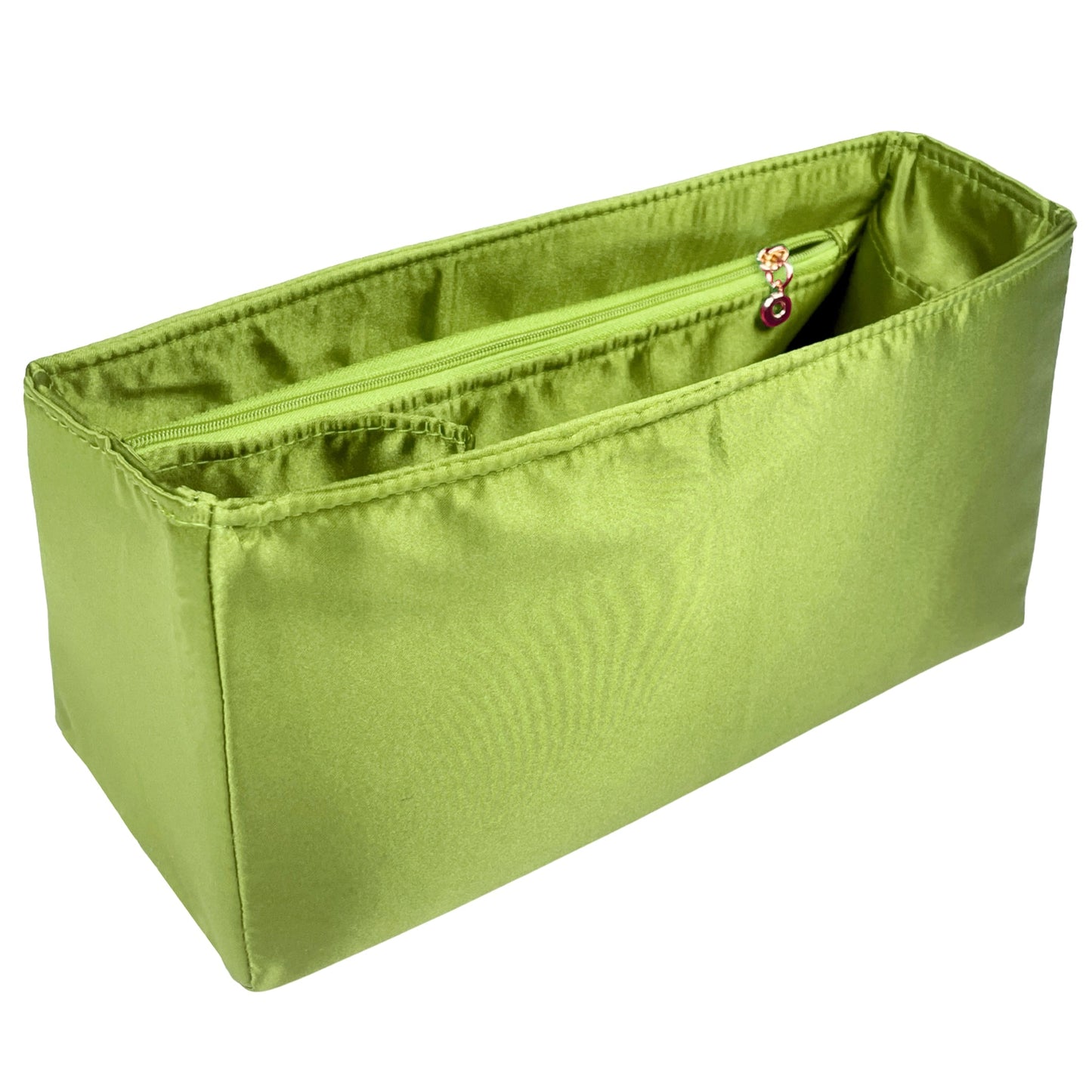 Organizer for [Crochet tote bag, Prada] Bag Insert (Silk, Long Zip and Open Compartment)