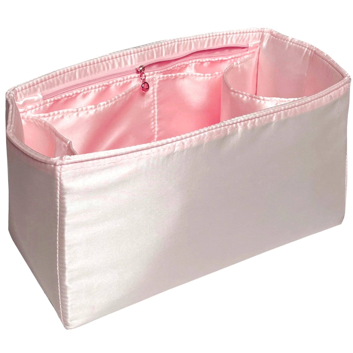 Organizer for [LE 5 A 7 Supple Large, Saint Laurent (YSL)] Bag Insert (Silk, Trapezoid Shape with Zip Pocket)