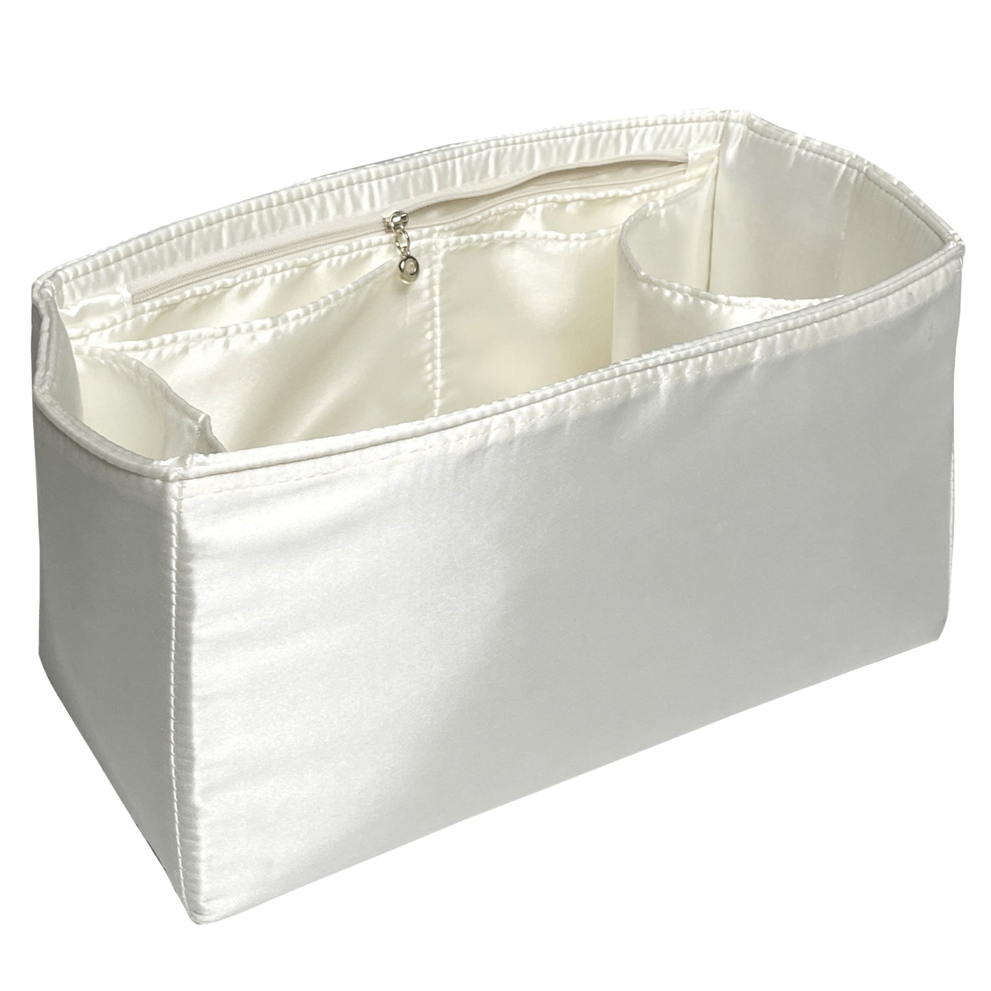 Organizer for [Large Buckle leather handbag with belt, Prada] Bag Insert (Silk, Trapezoid Shape with Zip Pocket)