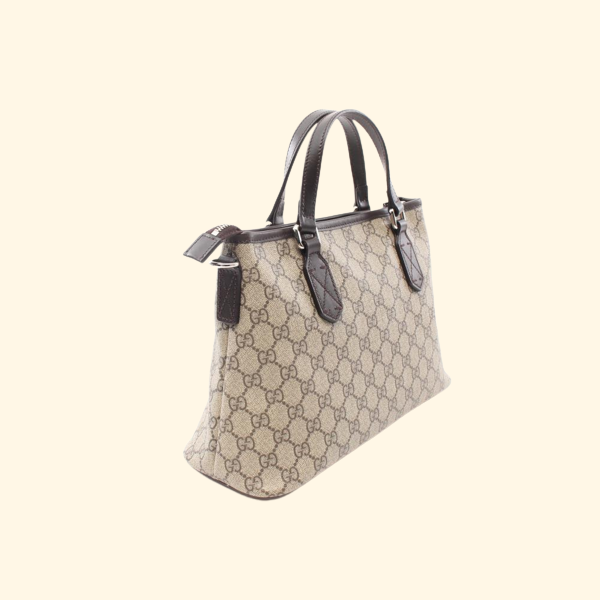 Gucci GG Supreme Brown Leather PVC Handbag
