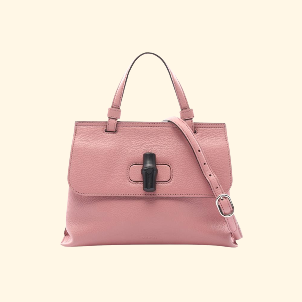 Gucci Bamboo Pink Leather Handbag