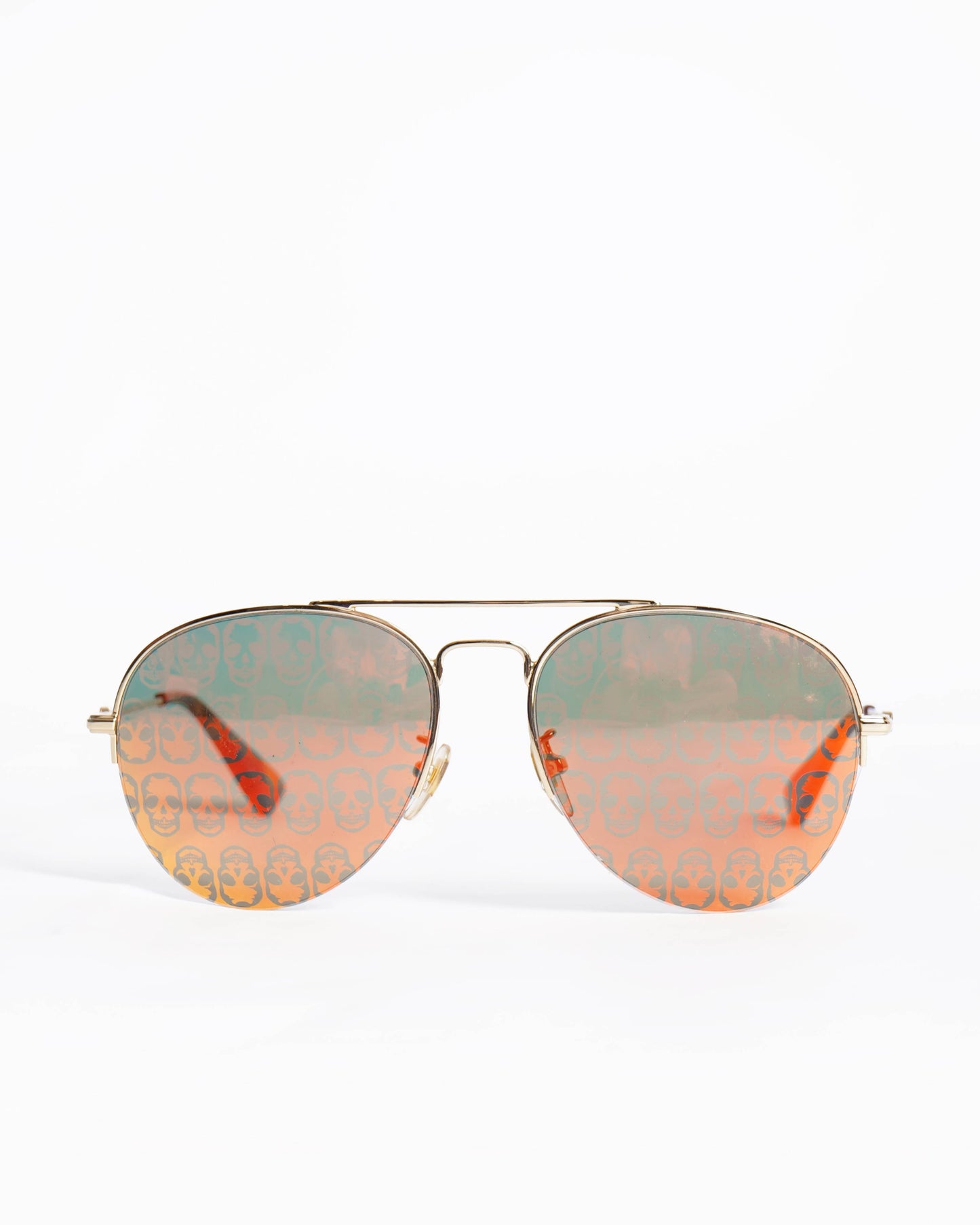 Gucci Orange Mirror Skulls Aviator Sunglasses