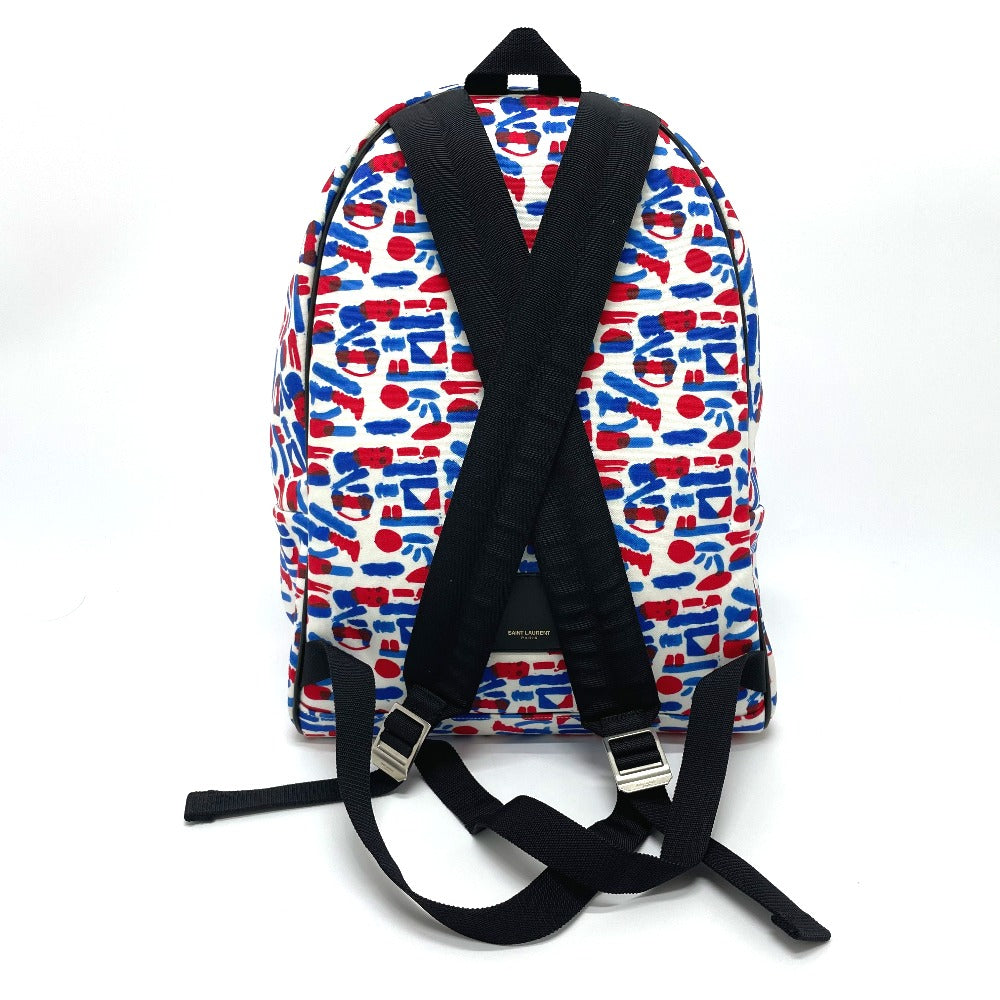 SAINT LAURENT PARIS Backpack 326865 Leather / canvas White / red / blue Multi total pattern Backpack mens