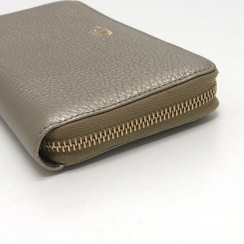 GUCCI Long Wallet Purse 307984 leather Champagne Gold Bamboo Continental wallet Women