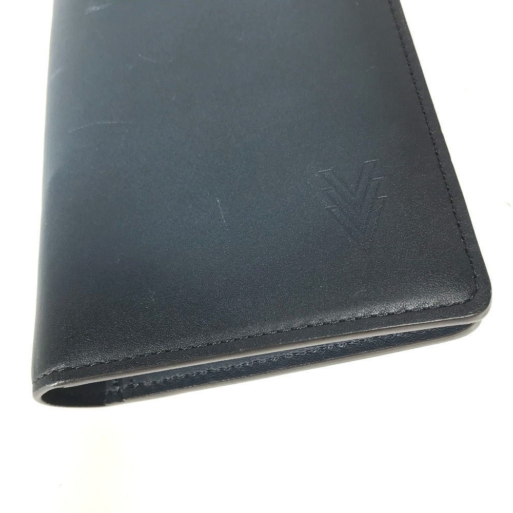 LOUIS VUITTON Long Wallet Purse M41899 leather Navy Cuir Ombre Portefeuille Blaza mens