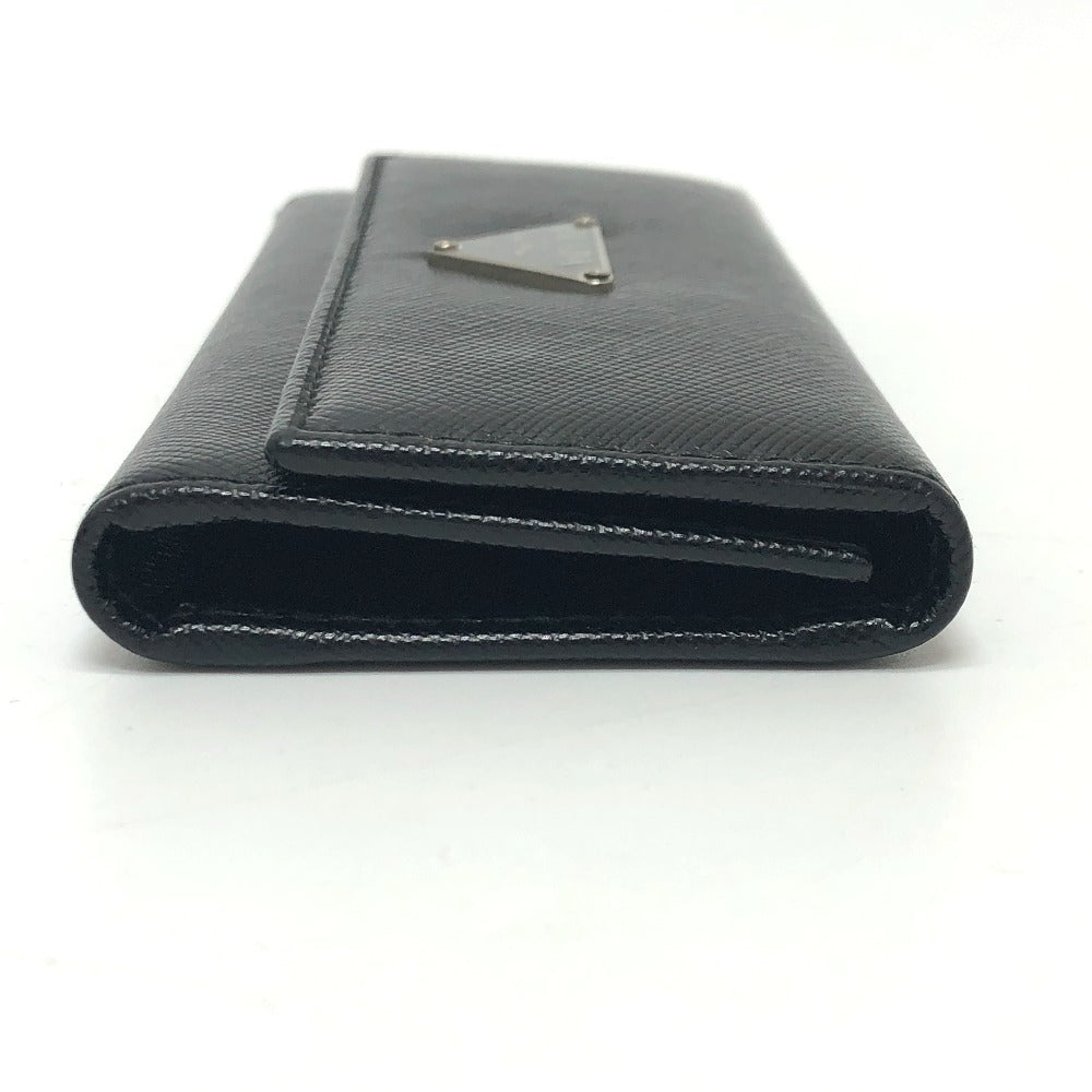 PRADA Key case Key holder  M26U saffiano leather black Triangle Plate Women