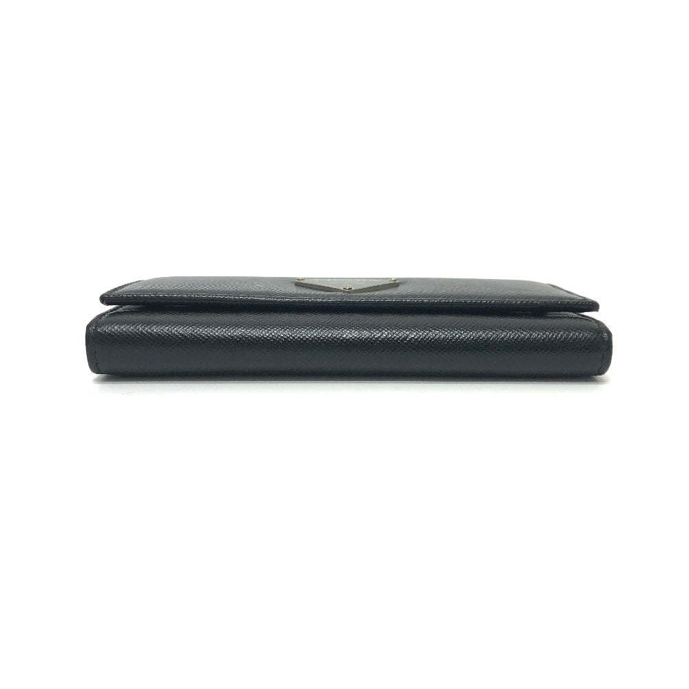PRADA Key case Key holder  M26U saffiano leather black Triangle Plate Women