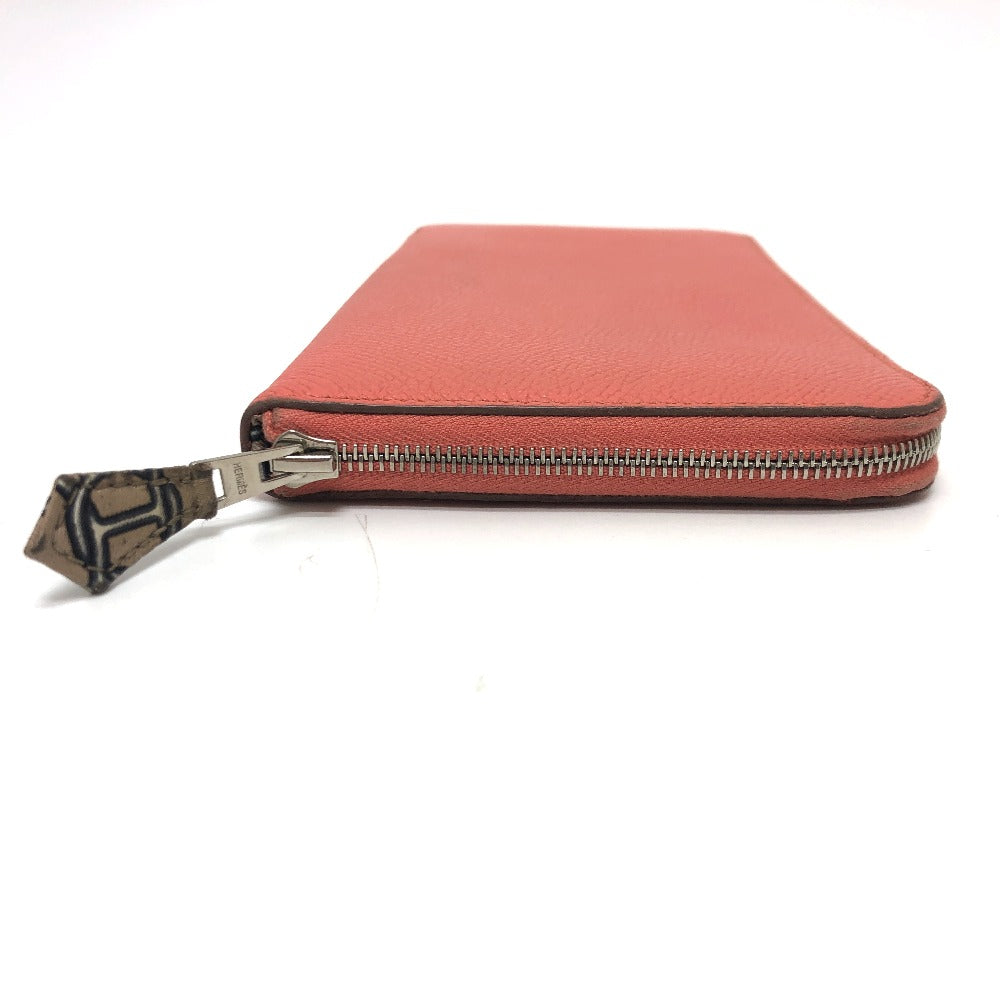 HERMES Long Wallet Purse Epsom Pink type Azap silk in