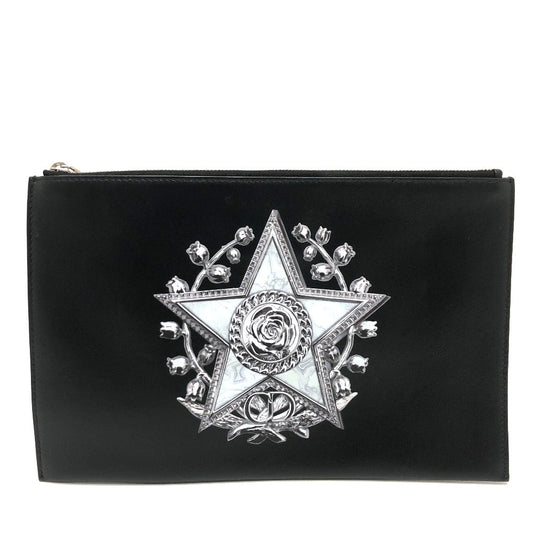 DIOR HOMME Clutch bag leather black Star x Rose Paint mens
