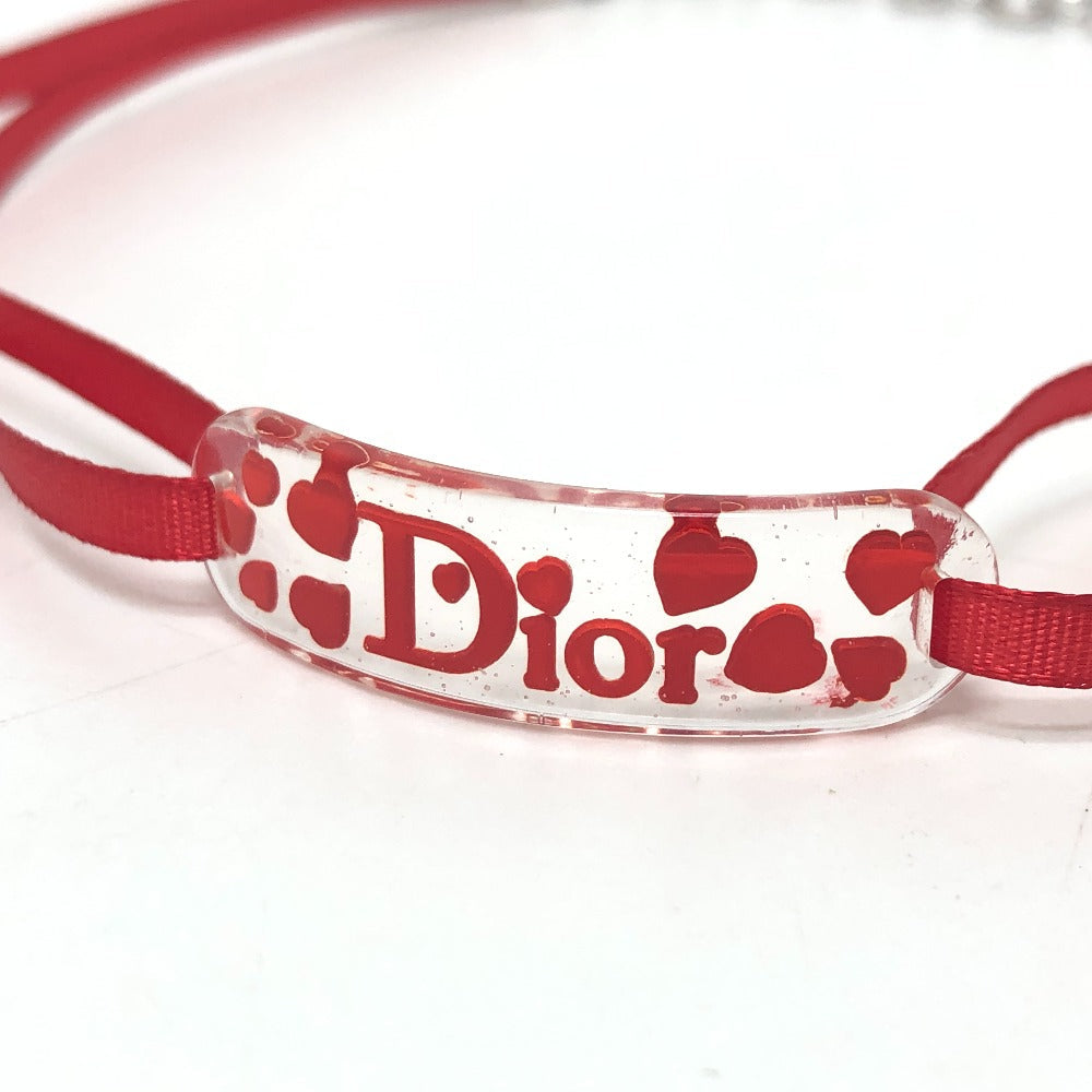 Dior choker plastic Clear x red logo heart plate Women