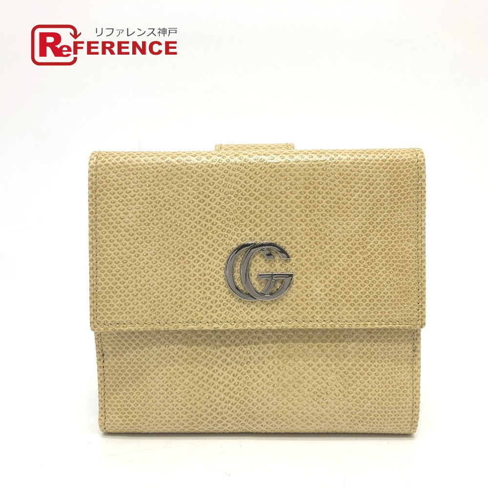 GUCCI Folded wallet leather beige GG Marmont logo