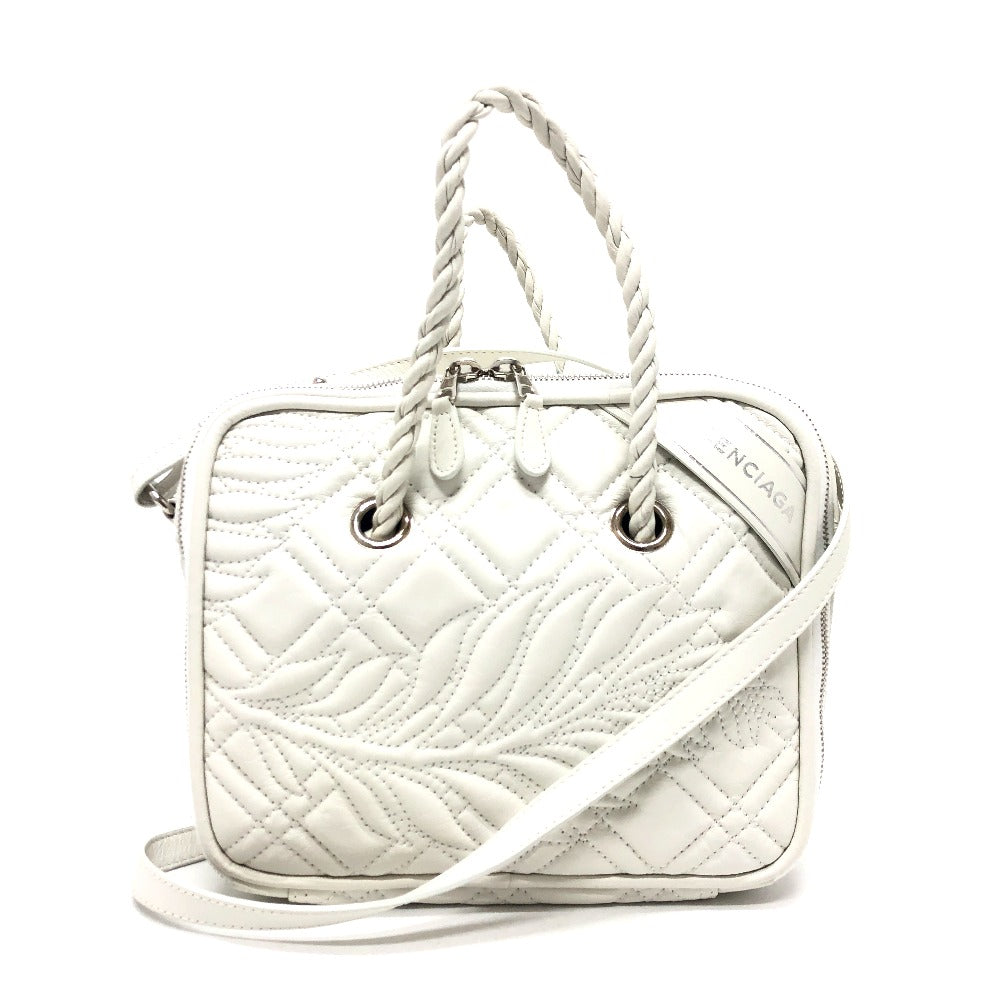 BALENCIAGA Handbag 466541 leather white quilting Blanket Square S Women