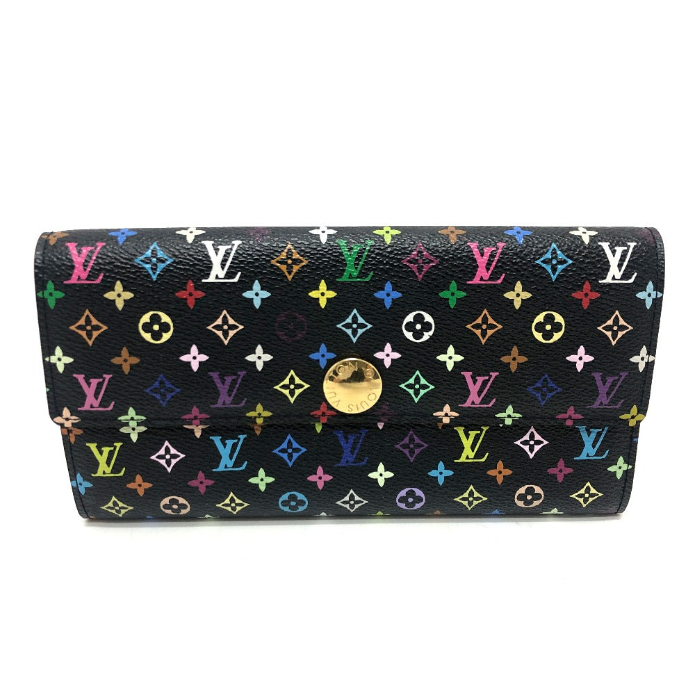 LOUIS VUITTON Long Wallet Purse M93747 Monogram multicolor canvas black Portefeuille Sarah Women