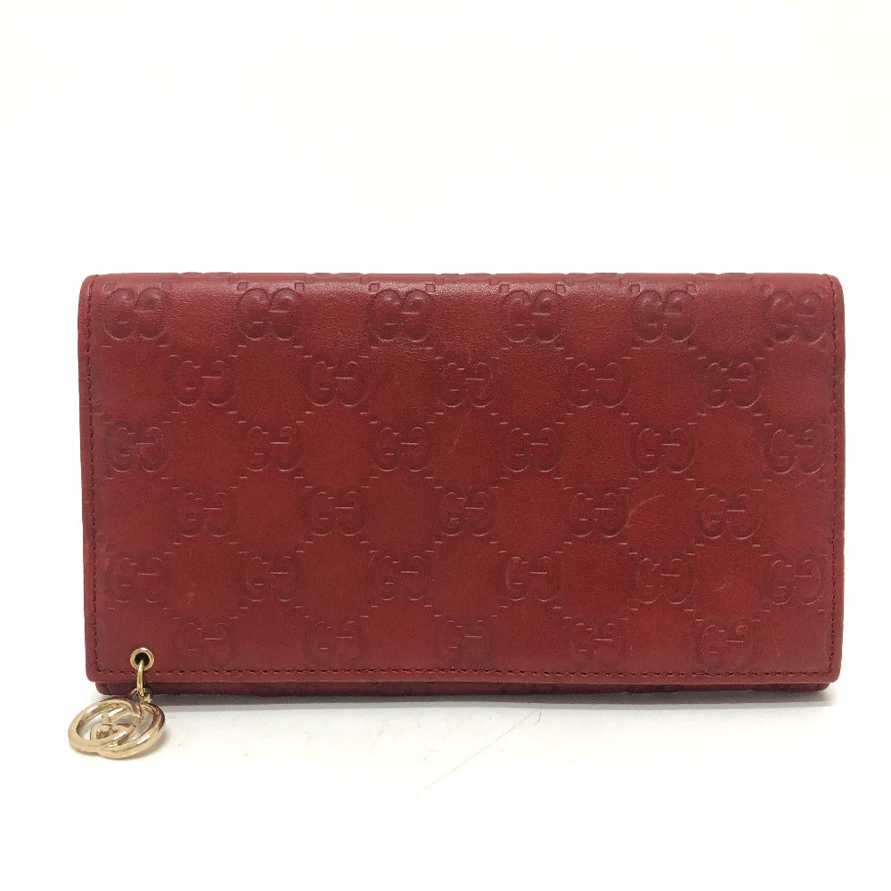 GUCCI Long Wallet Purse 212109 Sima leather Red GG Shima Line Women