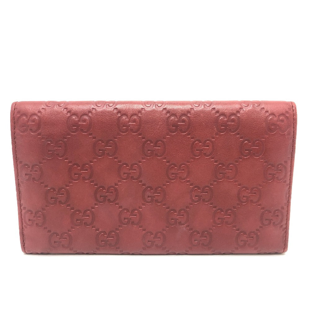 GUCCI Long Wallet Purse 212109 Sima leather Red GG Shima Line Women