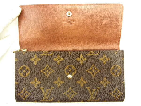 LOUIS VUITTON Long Wallet Purse M61724 Brown Pochette Porto MonÃ©credi