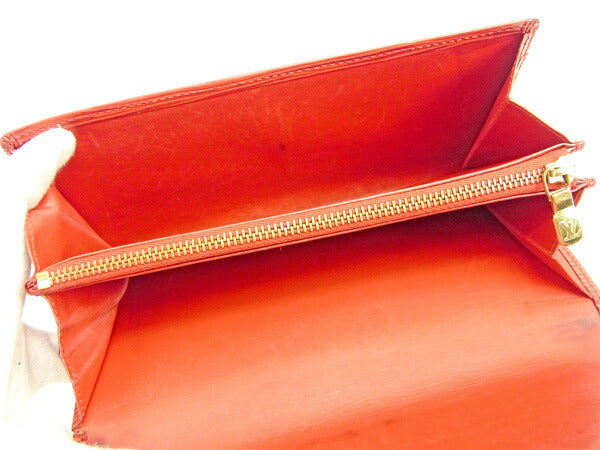 LOUIS VUITTON Long Wallet Purse M63577 Red Pochette Porto MonÃ©credi