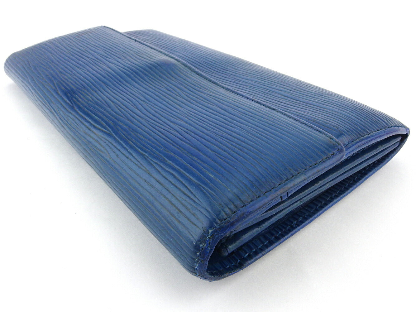 LOUIS VUITTON Long Wallet Purse M63575 Blue gold Pochette Porto MonÃ©credi