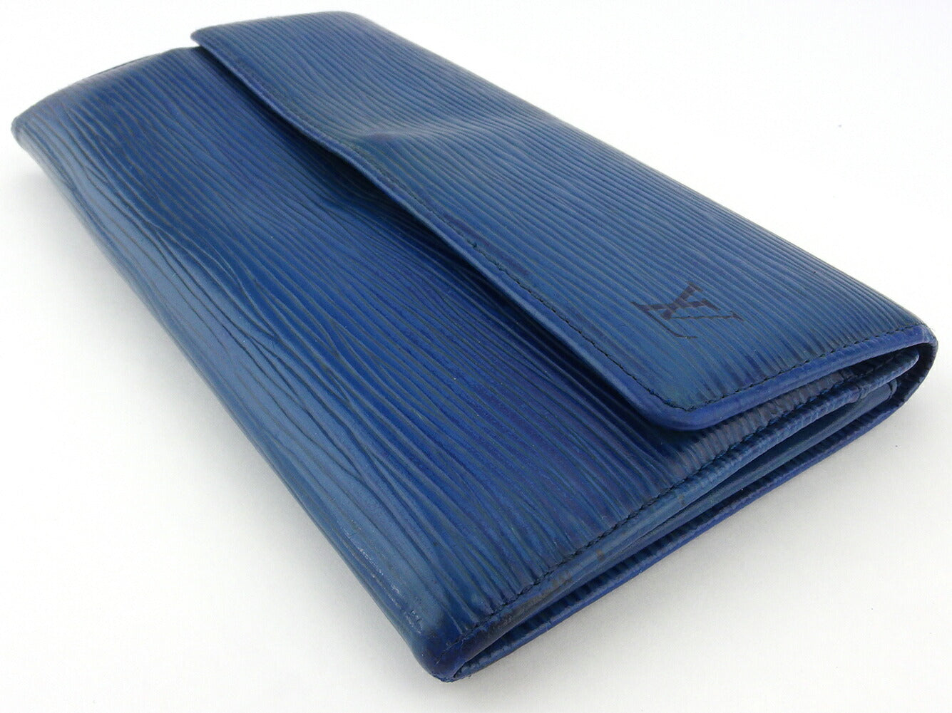 LOUIS VUITTON Long Wallet Purse M63575 Blue gold Pochette Porto MonÃ©credi