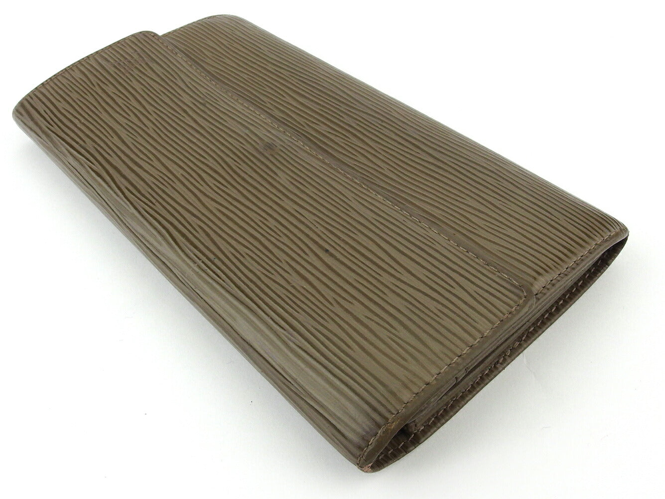 LOUIS VUITTON Long Wallet Purse M6357C Gray Brown Silver Pochette Porto MonÃ©credi